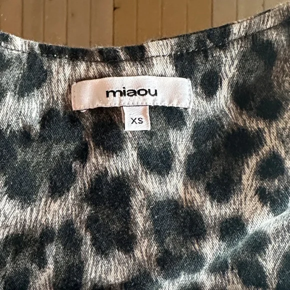 Miaou Dree Leopard Print Corset Bustier Denim Mini Dress XS - Picture 11 of 11